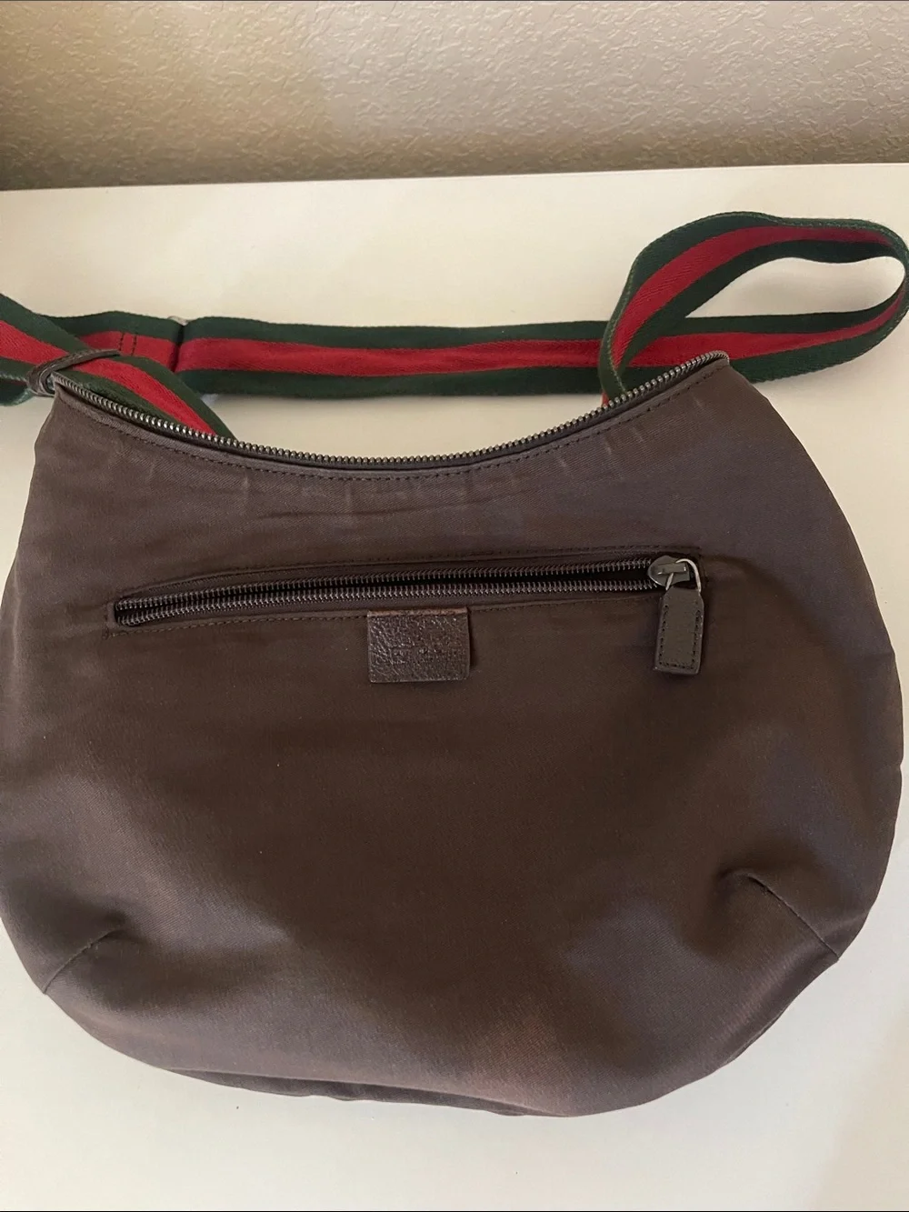Gucci Beige/Brown GG Canvas Hobo with Green and Red Web Strap